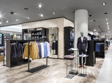 department store - new design - Stockmann Tapiola - mens clothing department - wood tiles - product display